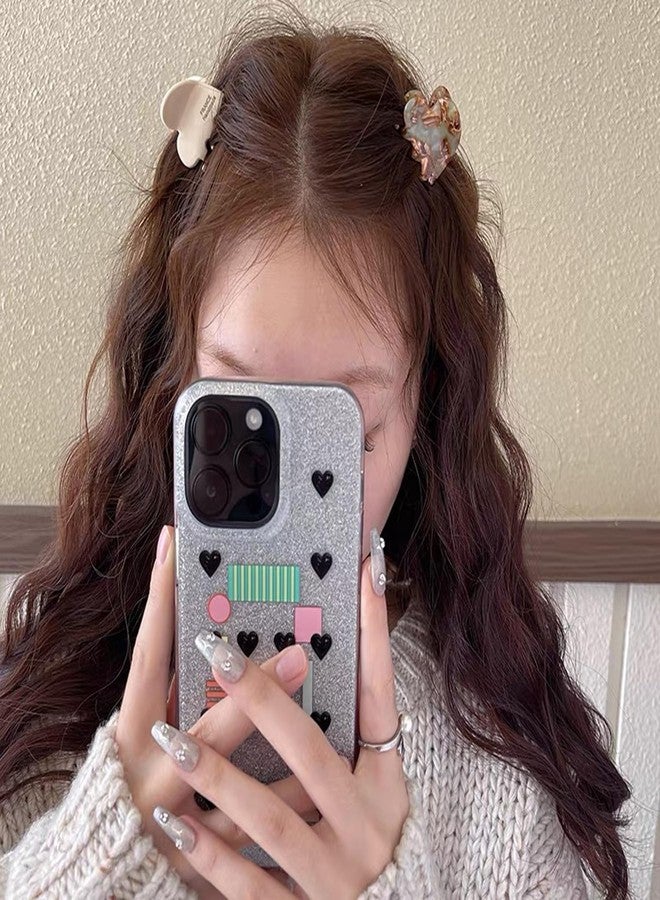 Agirlvct Small Hair Clips,1.4" Heart Acetate Hair Claw Clips, Strong Hold Nonslip Half-Up Jaw Clip Hair Accessories Birthday Thanksgiving Christmas Gift for Women Girls Mother Daughter Thin Thick(6 PCS) - Image 2